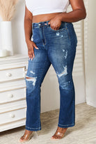 Judy Blue Full Size Mid Rise Hand Sand & Destroy Bootcut Jeans - Life's Fun Treasures