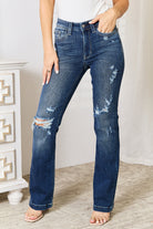 Judy Blue Full Size Mid Rise Hand Sand & Destroy Bootcut Jeans - Life's Fun Treasures
