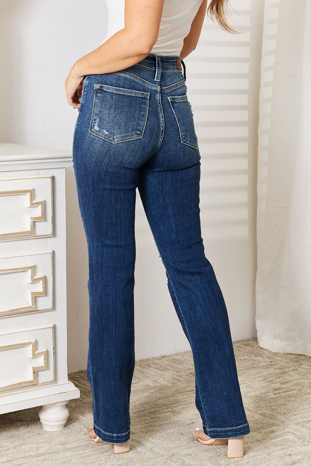 Judy Blue Full Size Mid Rise Hand Sand & Destroy Bootcut Jeans - Life's Fun Treasures