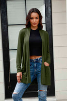 Basic Bae Full Size Open Front Long Sleeve Cardigan with Pockets - Life's Fun Treasures