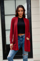 Basic Bae Full Size Open Front Long Sleeve Cardigan with Pockets - Life's Fun Treasures