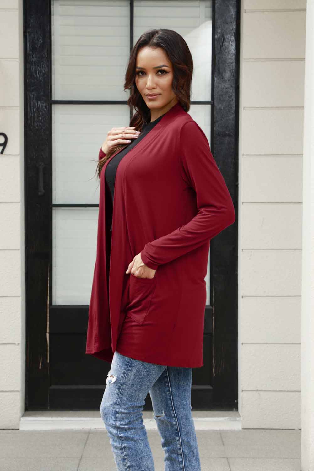 Basic Bae Full Size Open Front Long Sleeve Cardigan with Pockets - Life's Fun Treasures