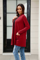 Basic Bae Full Size Open Front Long Sleeve Cardigan with Pockets - Life's Fun Treasures