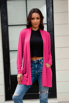 Basic Bae Full Size Open Front Long Sleeve Cardigan with Pockets - Life's Fun Treasures