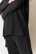 Basic Bae Full Size Ribbed Round Neck High-Low Slit Top and Pants Set - Life's Fun Treasures