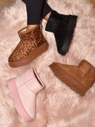 WILD DIVA Thermal Furry Leopard Platform Booties - Life's Fun Treasures
