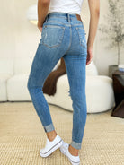 Judy Blue Full Size Mid Rise Destroy & Cuff Skinny Jeans - Life's Fun Treasures