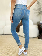 Judy Blue Full Size Mid Rise Destroy & Cuff Skinny Jeans - Life's Fun Treasures