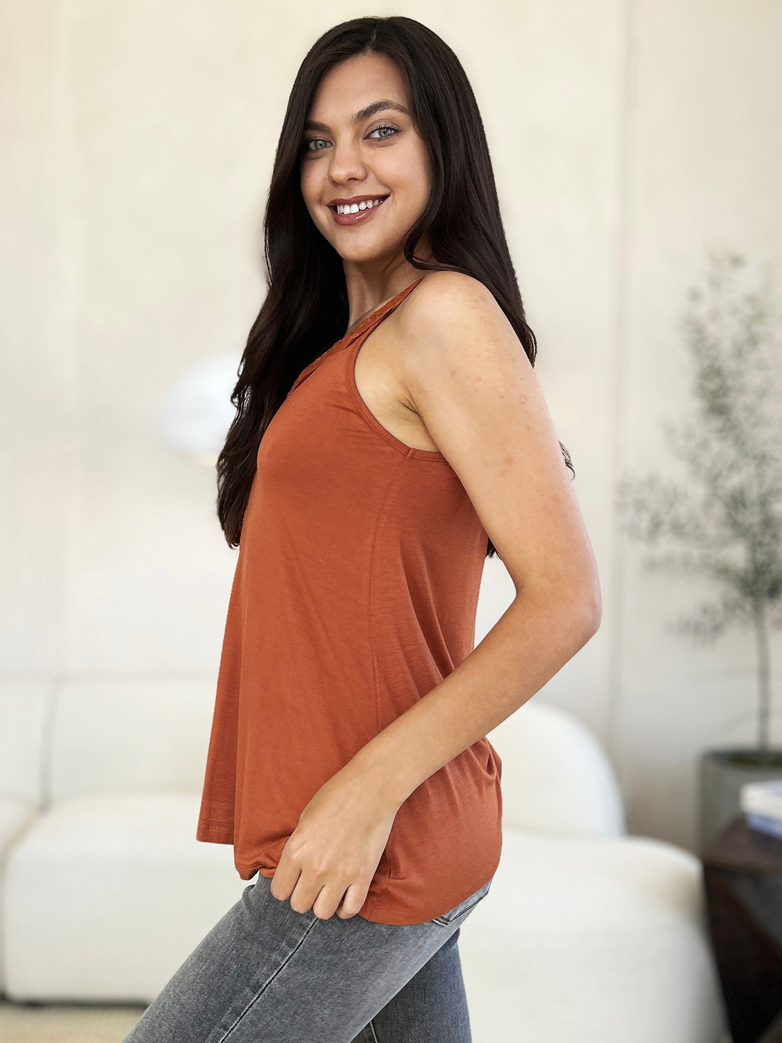 Basic Bae Full Size Lace Detail V-Neck Cutout Cami - Life's Fun Treasures