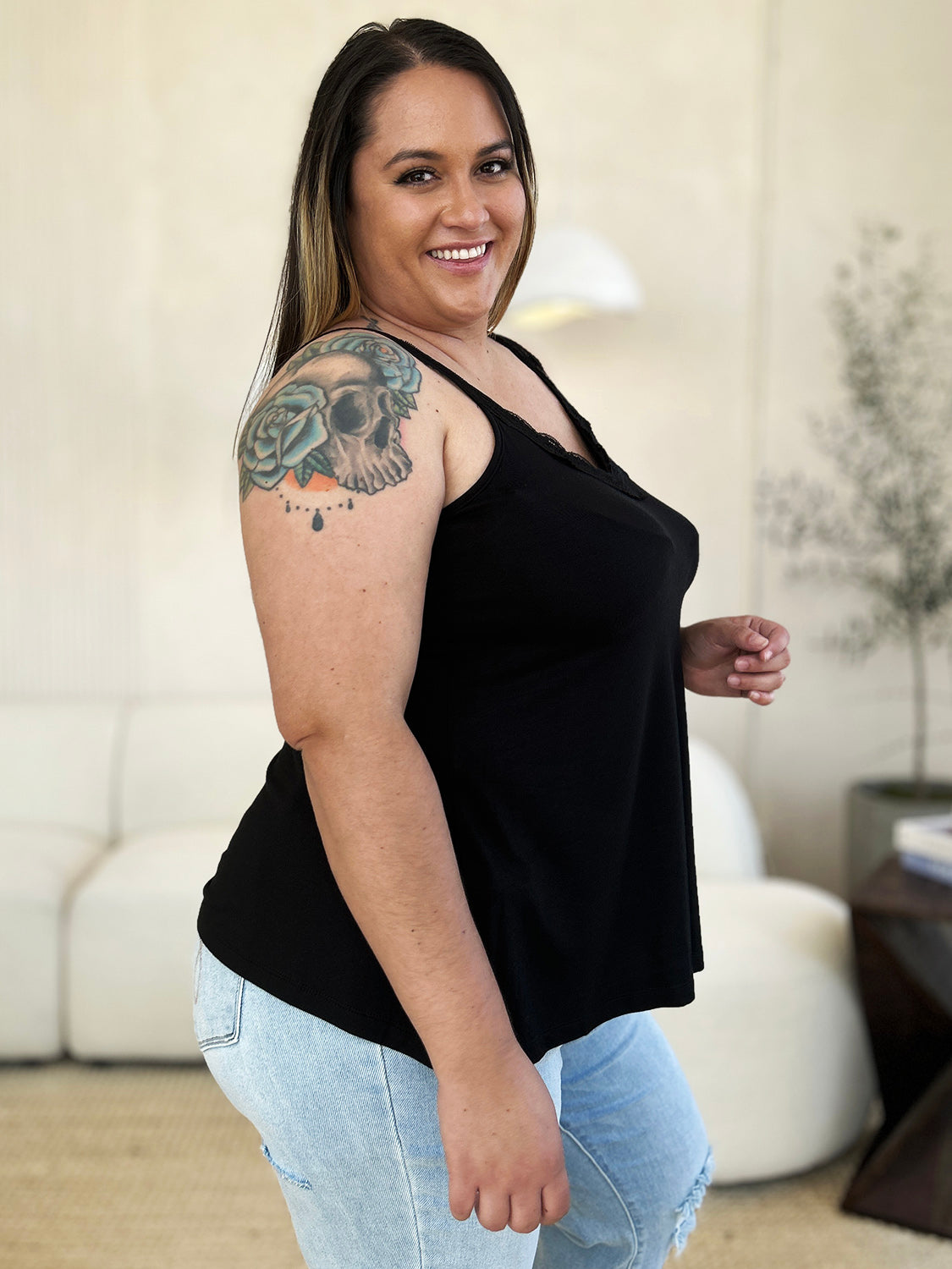 Basic Bae Full Size Lace Detail V-Neck Cutout Cami - Life's Fun Treasures