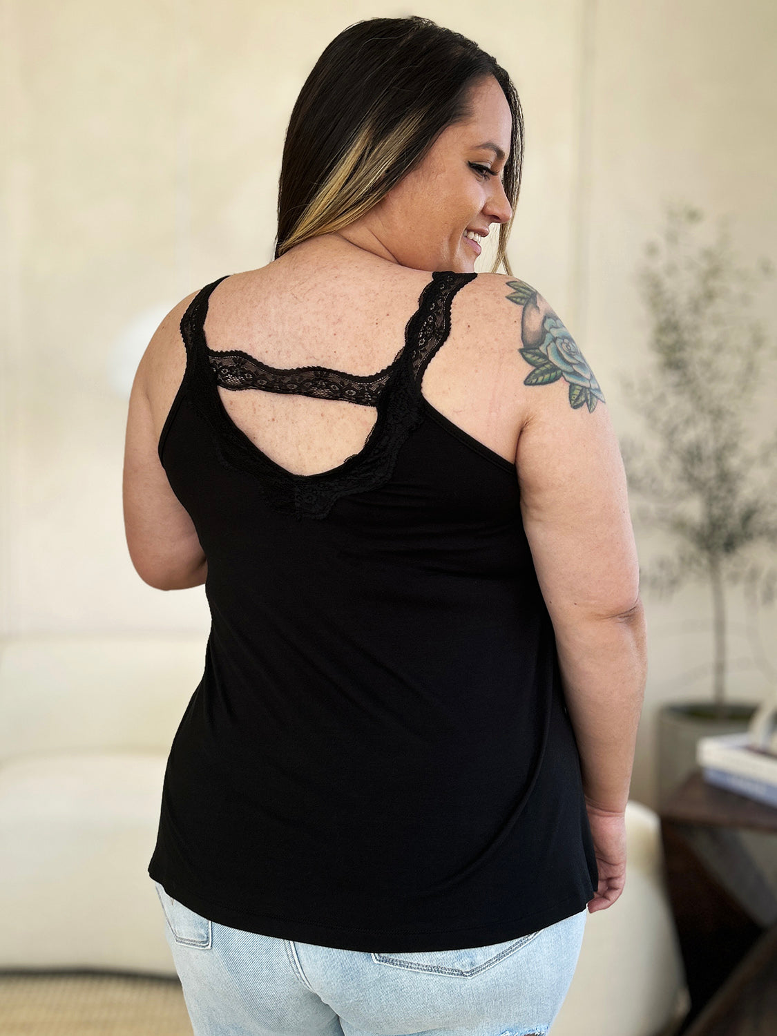 Basic Bae Full Size Lace Detail V-Neck Cutout Cami - Life's Fun Treasures