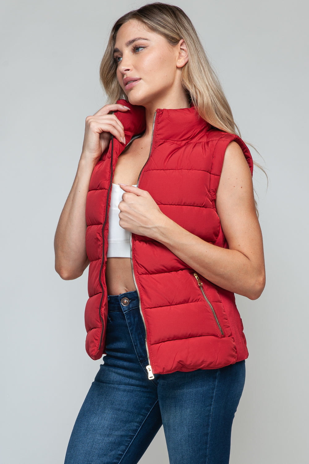 Snobbish Zip Up Turtleneck Vest with Pockets - Life's Fun Treasures
