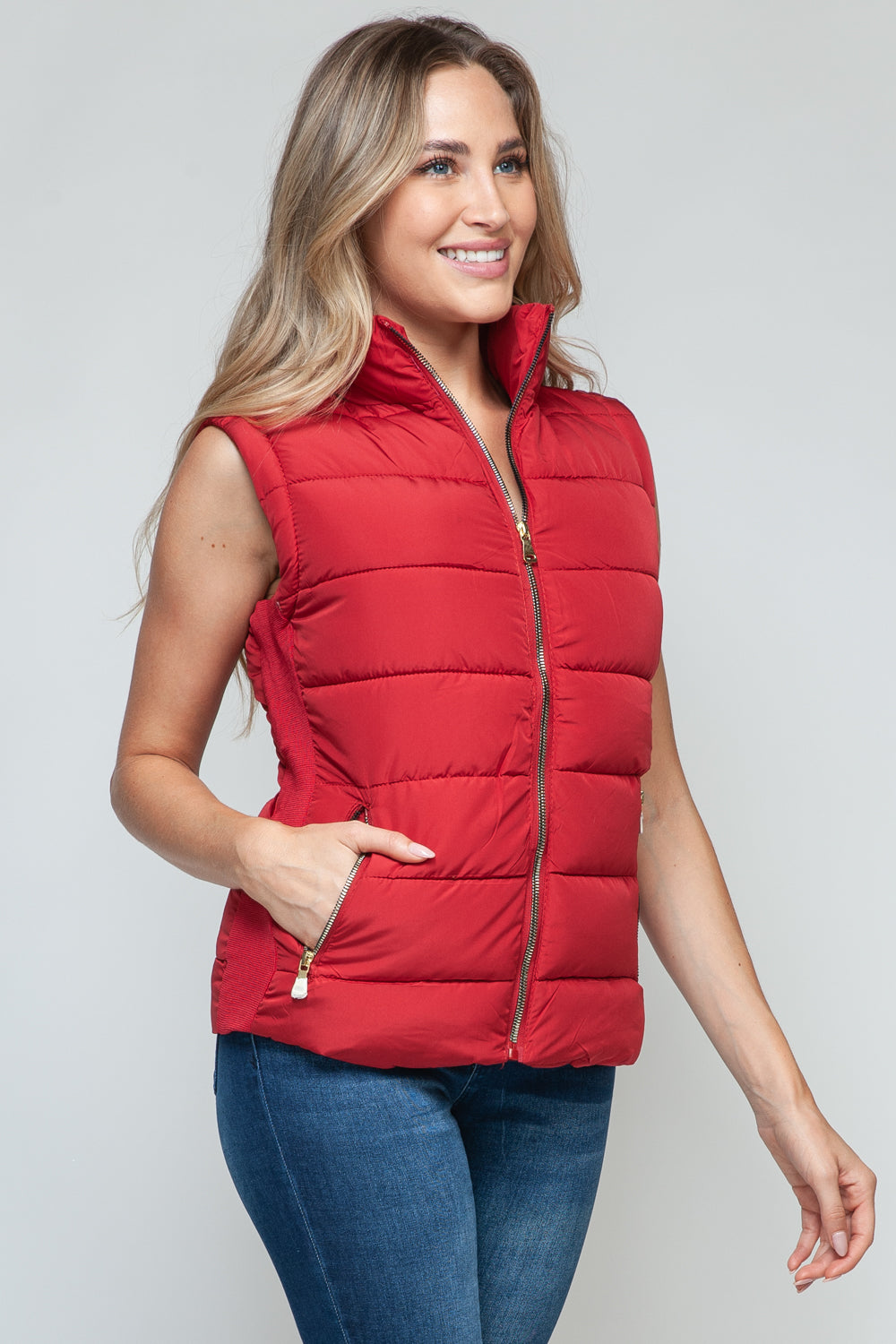 Snobbish Zip Up Turtleneck Vest with Pockets - Life's Fun Treasures