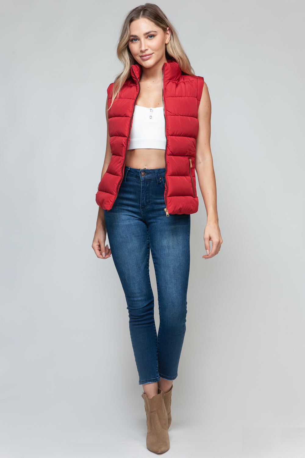 Snobbish Zip Up Turtleneck Vest with Pockets - Life's Fun Treasures