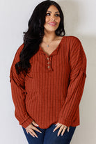 Basic Bae Full Size Ribbed Half Button Long Sleeve T-Shirt - Life's Fun Treasures