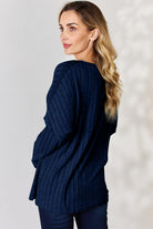Basic Bae Full Size Ribbed Half Button Long Sleeve T-Shirt - Life's Fun Treasures