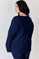 Basic Bae Full Size Ribbed Half Button Long Sleeve T-Shirt - Life's Fun Treasures