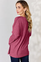 Basic Bae Full Size Ribbed Half Button Long Sleeve T-Shirt - Life's Fun Treasures