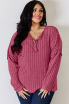 Basic Bae Full Size Ribbed Half Button Long Sleeve T-Shirt - Life's Fun Treasures