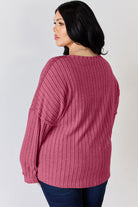Basic Bae Full Size Ribbed Half Button Long Sleeve T-Shirt - Life's Fun Treasures