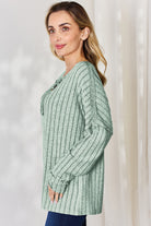Basic Bae Full Size Ribbed Half Button Long Sleeve T-Shirt - Life's Fun Treasures