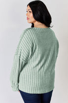 Basic Bae Full Size Ribbed Half Button Long Sleeve T-Shirt - Life's Fun Treasures