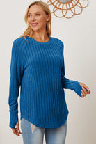 Basic Bae Full Size Ribbed Thumbhole Sleeve T-Shirt - Life's Fun Treasures