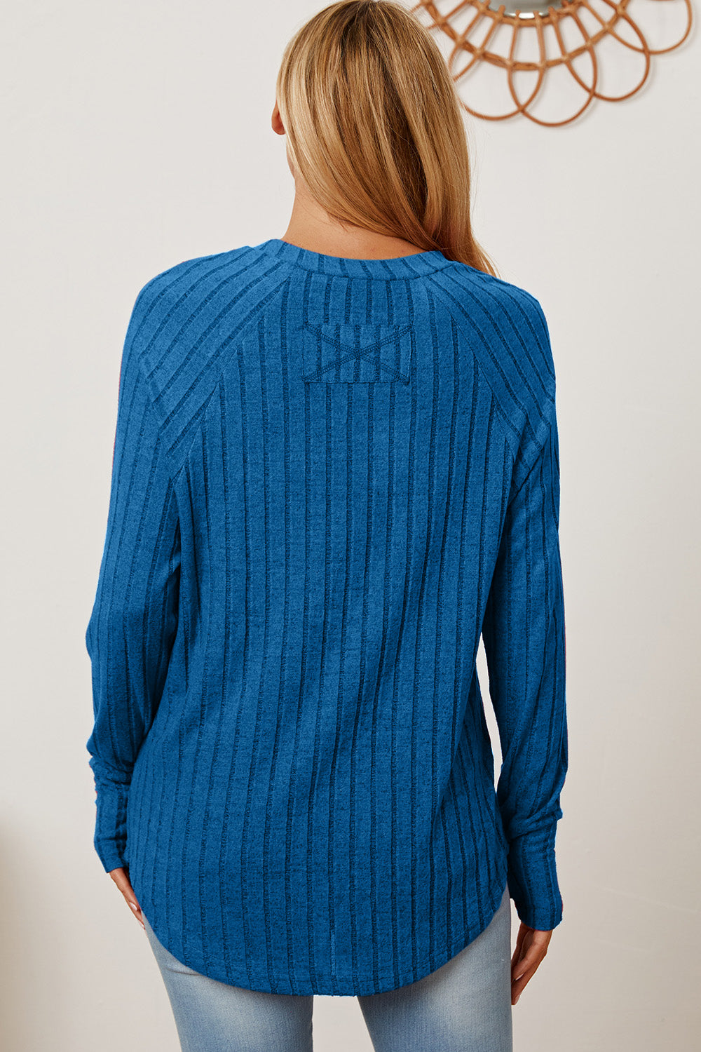 Basic Bae Full Size Ribbed Thumbhole Sleeve T-Shirt - Life's Fun Treasures