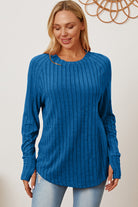 Basic Bae Full Size Ribbed Thumbhole Sleeve T-Shirt - Life's Fun Treasures