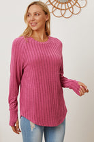 Basic Bae Full Size Ribbed Thumbhole Sleeve T-Shirt - Life's Fun Treasures