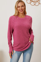 Basic Bae Full Size Ribbed Thumbhole Sleeve T-Shirt - Life's Fun Treasures