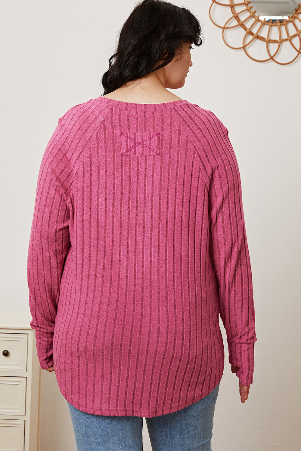 Basic Bae Full Size Ribbed Thumbhole Sleeve T-Shirt - Life's Fun Treasures