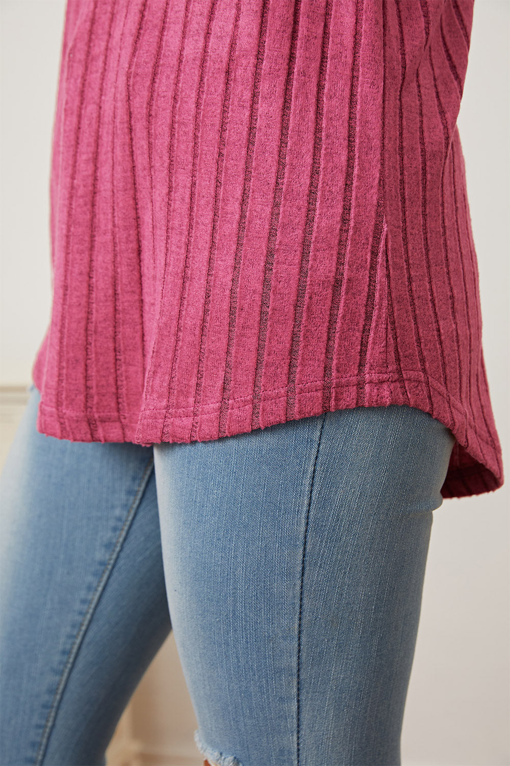 Basic Bae Full Size Ribbed Thumbhole Sleeve T-Shirt - Life's Fun Treasures