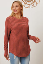Basic Bae Full Size Ribbed Thumbhole Sleeve T-Shirt - Life's Fun Treasures