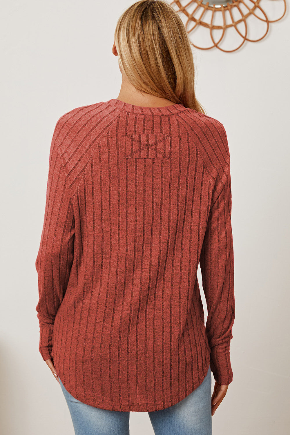 Basic Bae Full Size Ribbed Thumbhole Sleeve T-Shirt - Life's Fun Treasures