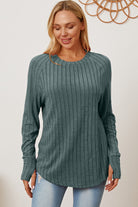 Basic Bae Full Size Ribbed Thumbhole Sleeve T-Shirt - Life's Fun Treasures