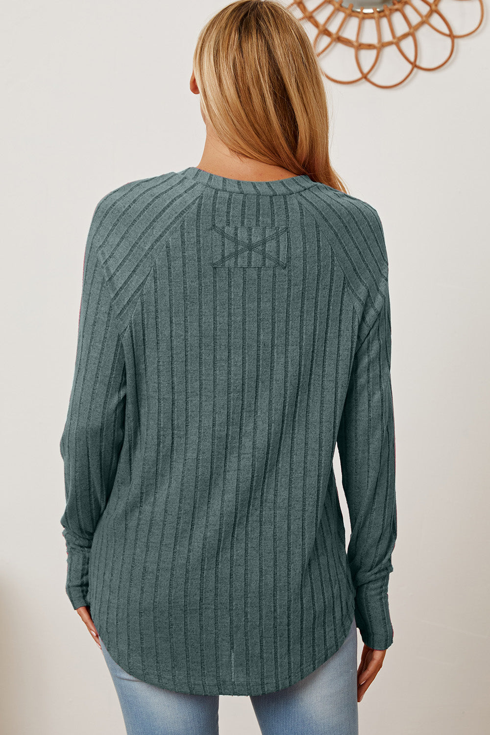 Basic Bae Full Size Ribbed Thumbhole Sleeve T-Shirt - Life's Fun Treasures