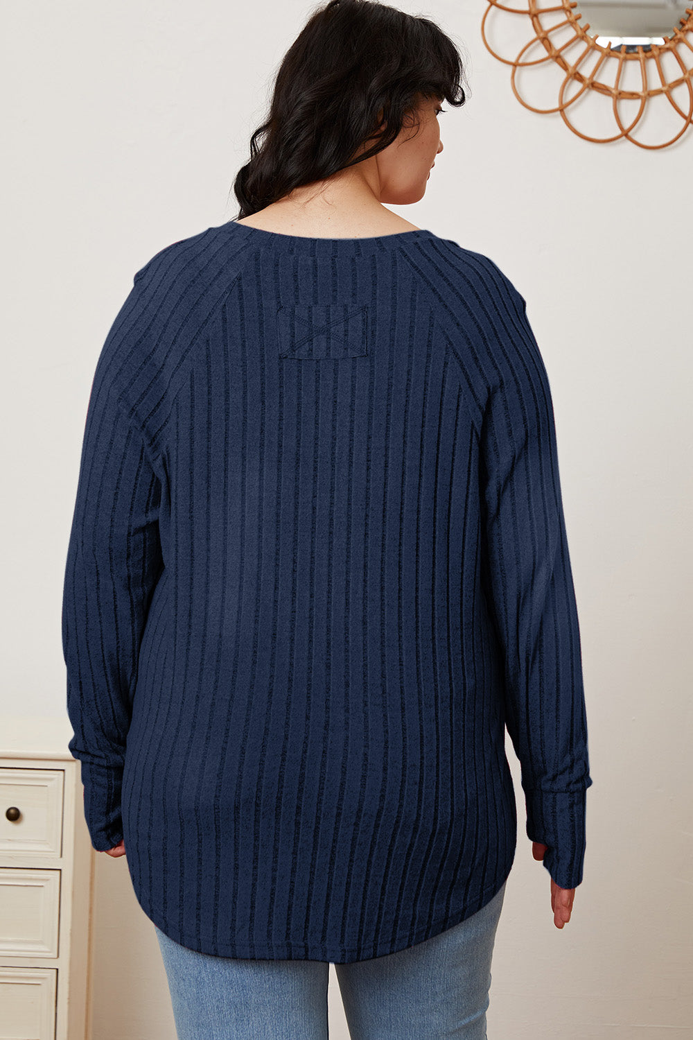Basic Bae Full Size Ribbed Thumbhole Sleeve T-Shirt - Life's Fun Treasures