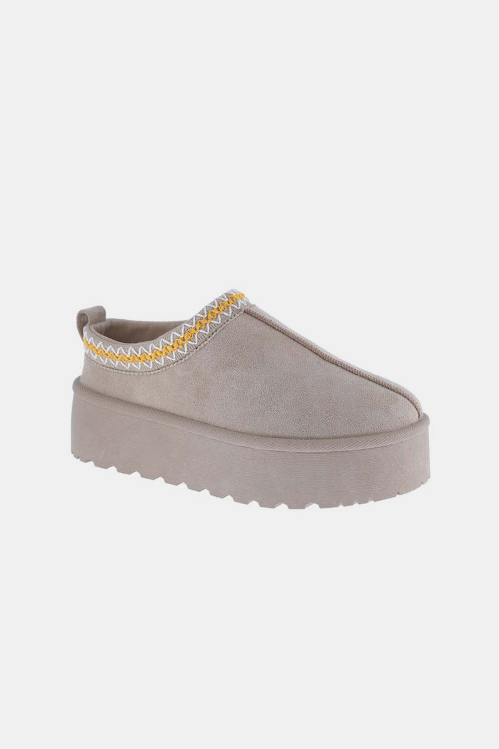 Weeboo Platform Embroidered Trim Slip-On Boots - Life's Fun Treasures