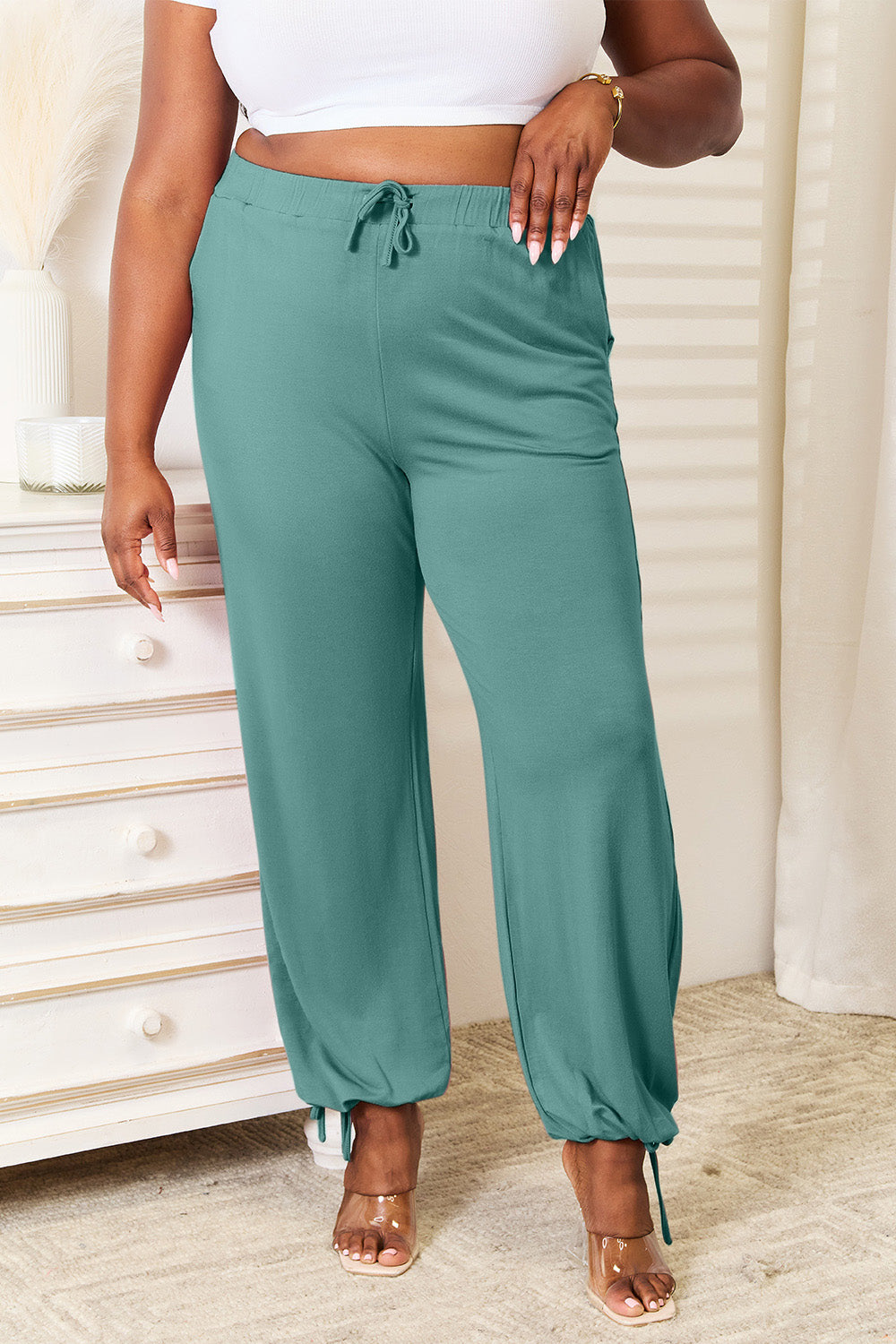 Basic Bae Full Size Soft Rayon Drawstring Waist Pants with Pockets - Life's Fun Treasures