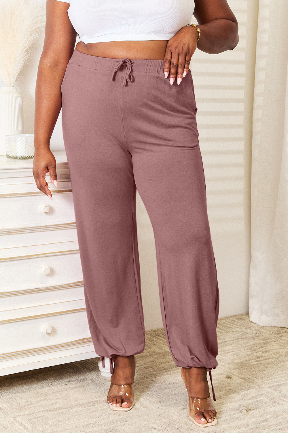 Basic Bae Full Size Soft Rayon Drawstring Waist Pants with Pockets - Life's Fun Treasures