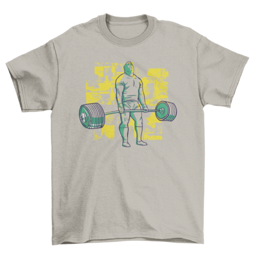 Bodybuilder deadlift heavy barbell fitness gym t-shirt.