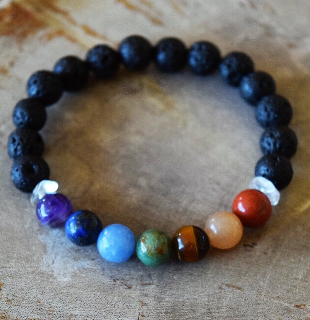 Aromatherapy Chakra Diffuser Bracelet with Genuine Gemstones! - Life's Fun Treasures