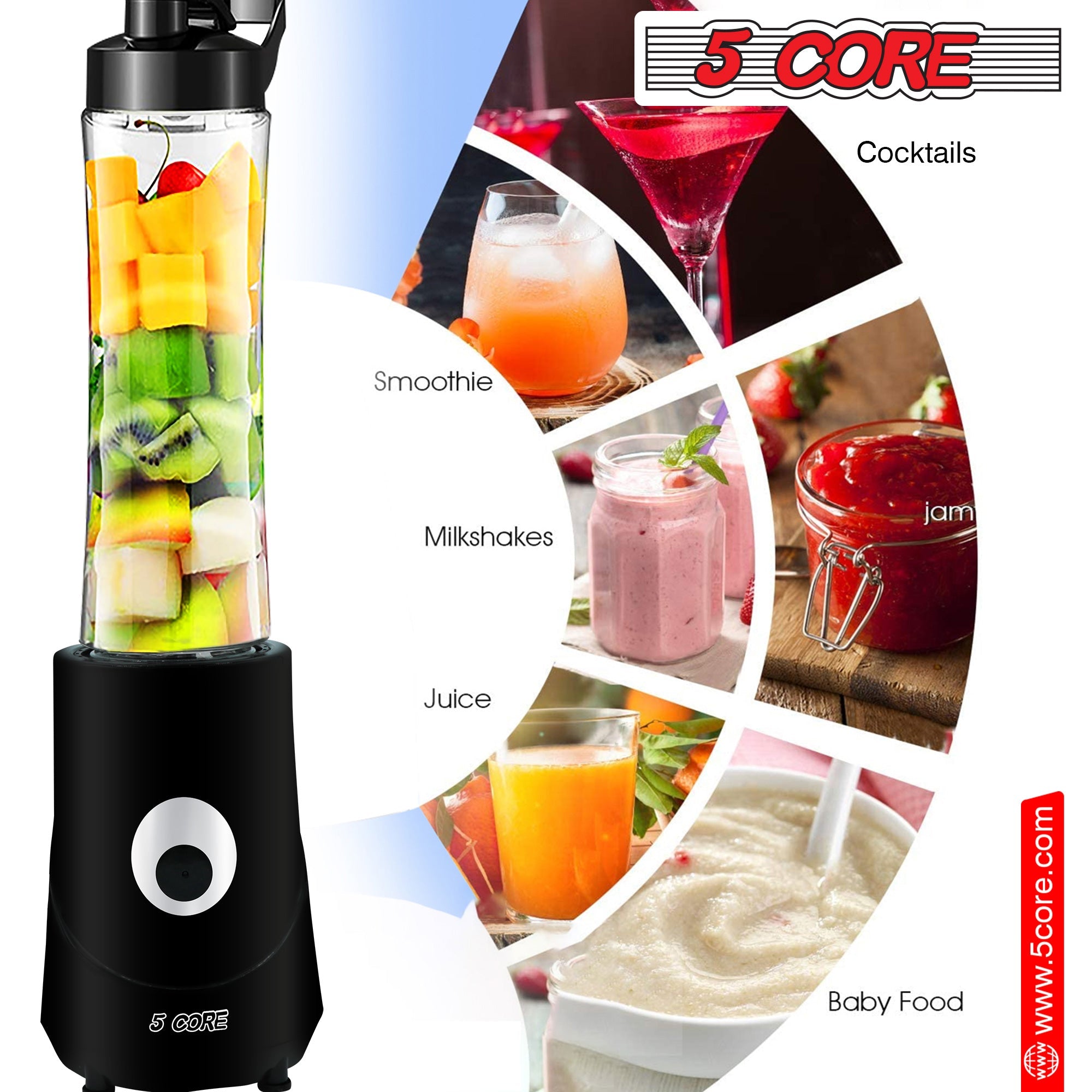 5Core Portable Personal Blender for Kitchen 20Oz Capacity 160W - Life's Fun Treasures