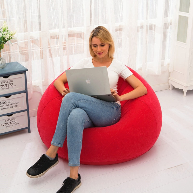 Large Lazy Inflatable Sofa Chairs PVC Lounger Seat Bean Bag Sofas Pouf - Life's Fun Treasures