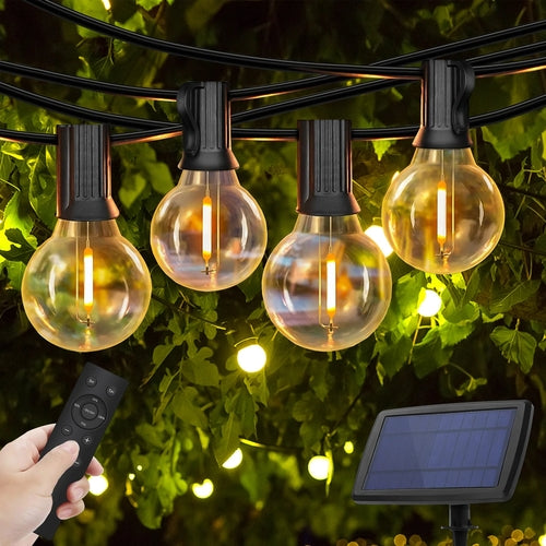 Solar String Lights - 50ft G40 Globe Garden Light, 25 Edison Bulbs (1 - Life's Fun Treasures