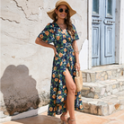 Women Wrap Style Summer Floral Dress With Ruffles - Life's Fun Treasures