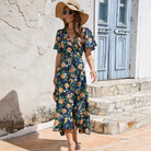 Women Wrap Style Summer Floral Dress With Ruffles - Life's Fun Treasures