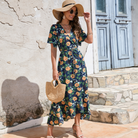 Women Wrap Style Summer Floral Dress With Ruffles - Life's Fun Treasures