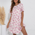 Womens A Line Floral Dress with Ruffle Sleeves - Life's Fun Treasures